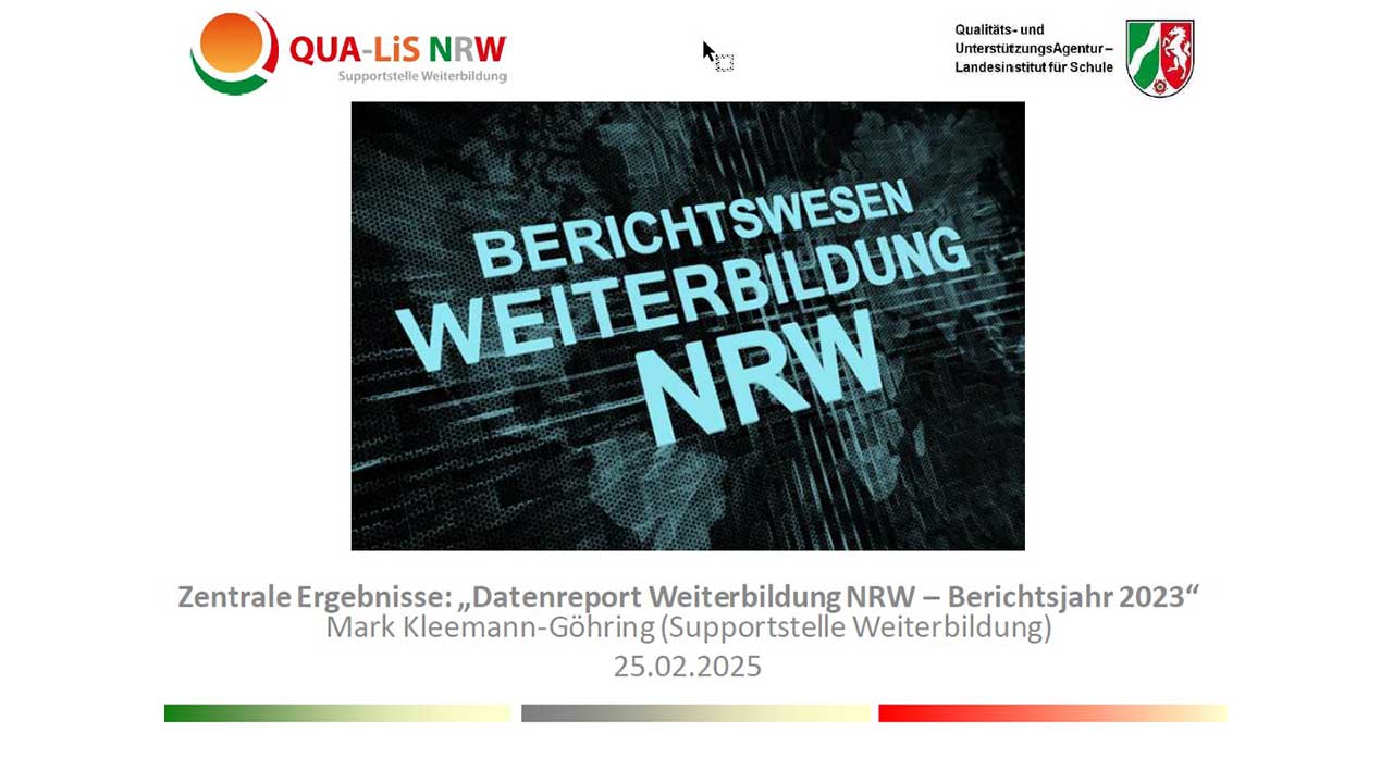 Zentrale Ergebnisse: „Datenreport Weiterbildung NRW-Berichtsjahr 2022“