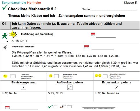 Checkliste Mathe