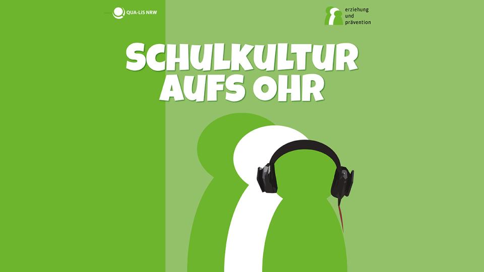 Schriftzug Schulkultur aufs Ohr mit Figuren