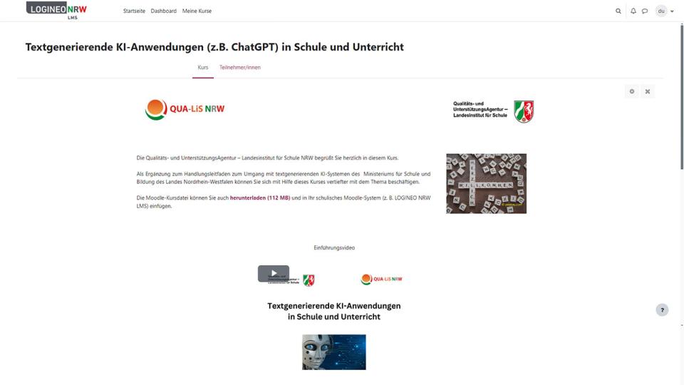 Startseite von der Webseite zu Textgenerierende KI Anwendungen in Schule und Unterricht