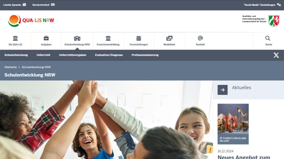 Startseite des Webangebotes der Schulentwicklung
