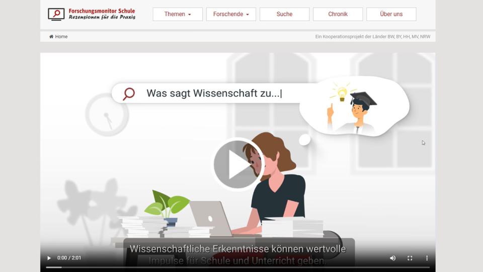 Webseite Forschungsmonitor Schule