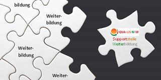 Puzzleteile auf denen das Wort Weiterbildung steht, abseits davon ein Puzzleteil mit der Aufschrift Supportstelle Weiterbildung